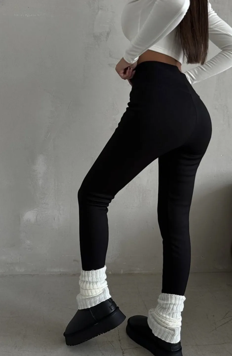 Legginsy ocieplane z wysokim stanem - czarne